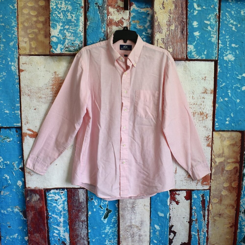 Men's Stafford Shirt Collared Long Sleeve Tailoring SIZE 16 1/2 - 34 Pink